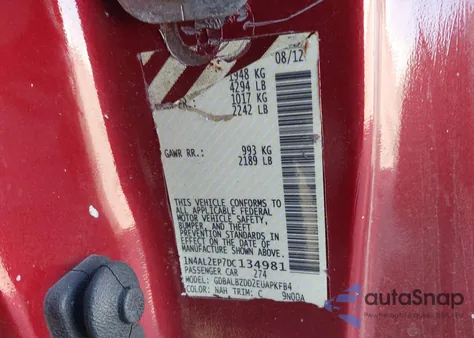 2013 Nissan Altima 2.5 S из США, поврежденный, VIN 1N4AL2EP7DC134981